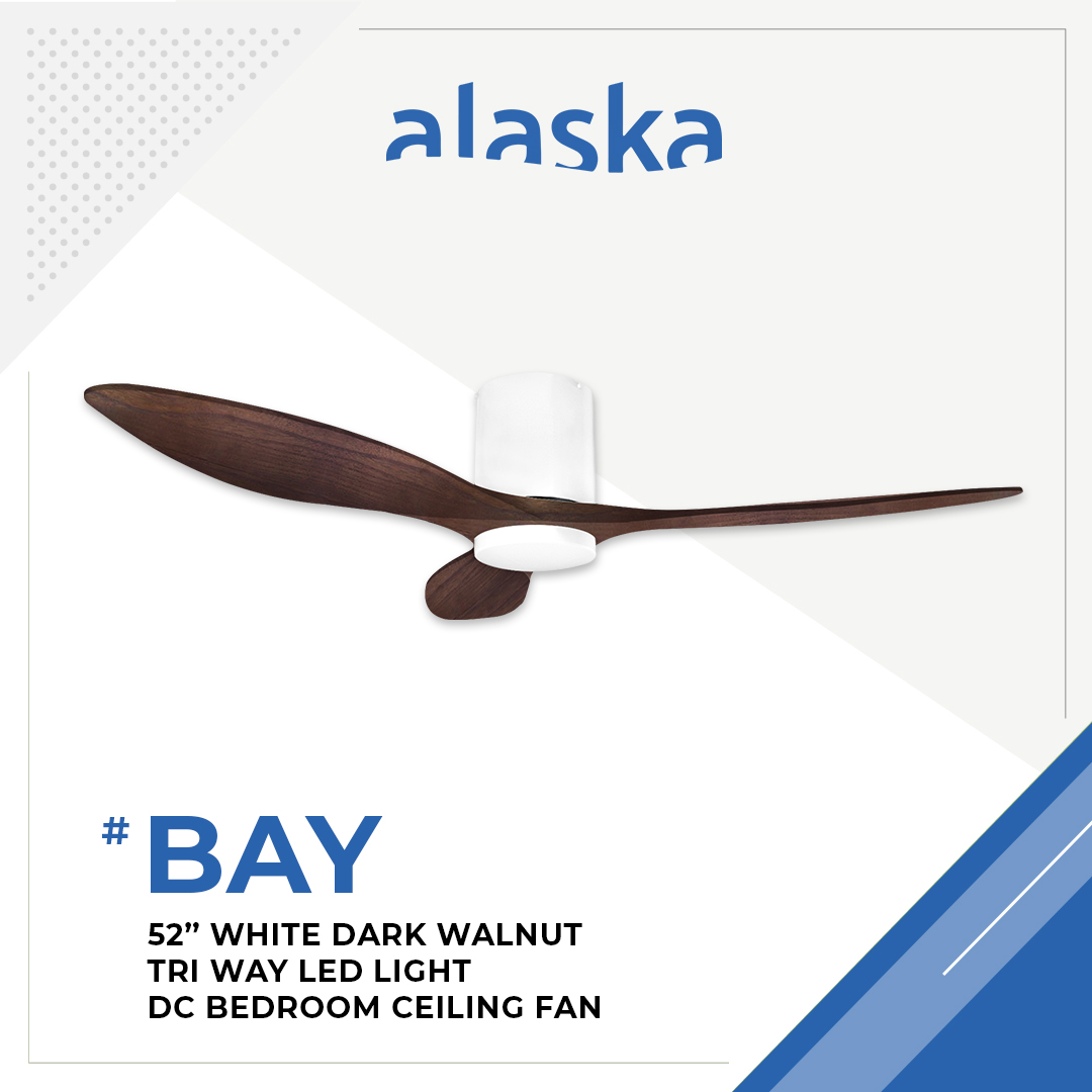 Alaska Bay 52 Dc Ceiling Fan With Led 3 Tone White Dark Walnut Collection