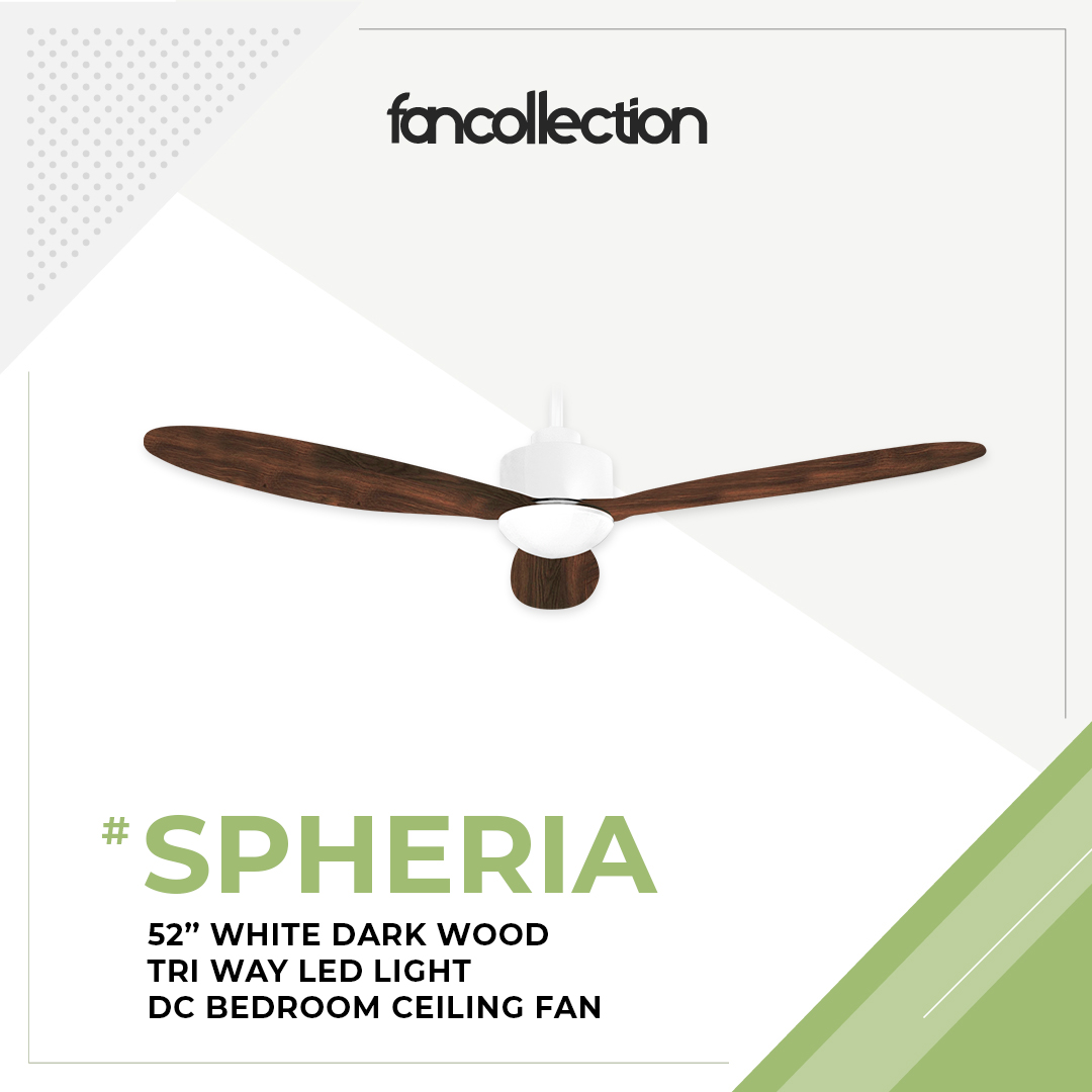 Spheria 52 Dc Ceiling Fan With Led 3 Tone White Dark Wood Collection